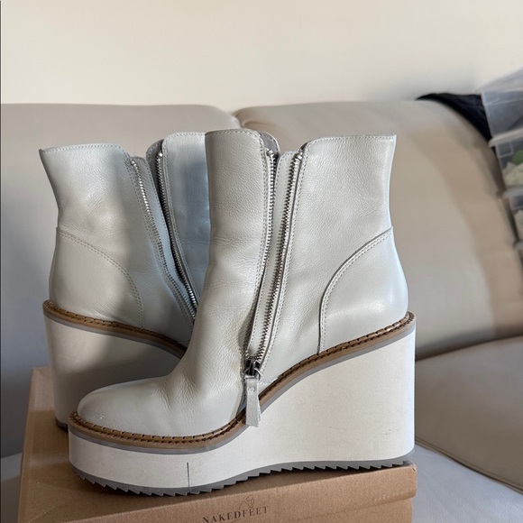 Naked Feet Cream Wedge Boots - Picture 6 of 7